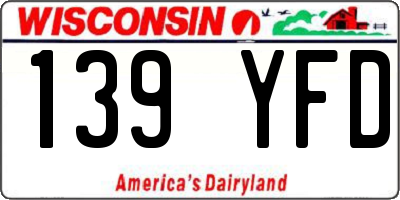 WI license plate 139YFD