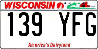 WI license plate 139YFG