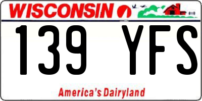 WI license plate 139YFS