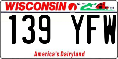 WI license plate 139YFW