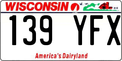 WI license plate 139YFX
