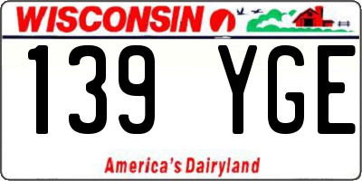 WI license plate 139YGE