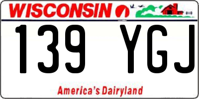 WI license plate 139YGJ
