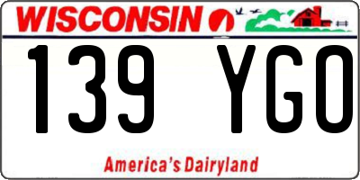 WI license plate 139YGO
