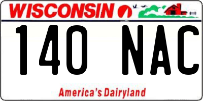 WI license plate 140NAC