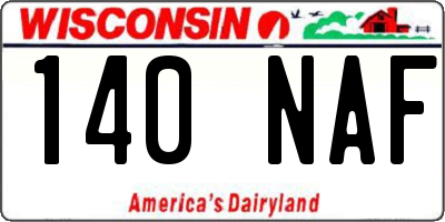 WI license plate 140NAF