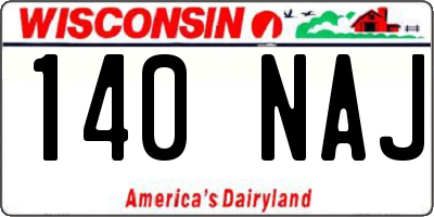 WI license plate 140NAJ