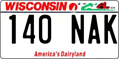 WI license plate 140NAK