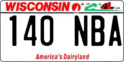 WI license plate 140NBA