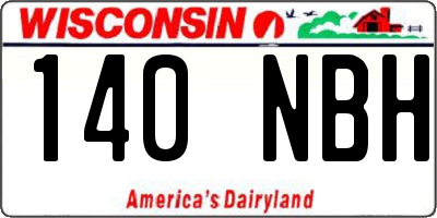WI license plate 140NBH