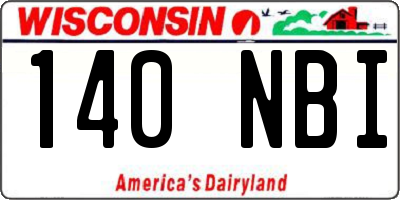 WI license plate 140NBI