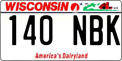 WI license plate 140NBK