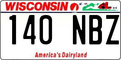 WI license plate 140NBZ