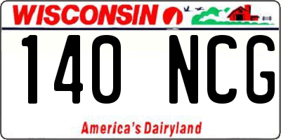 WI license plate 140NCG