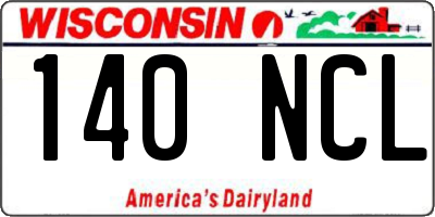 WI license plate 140NCL