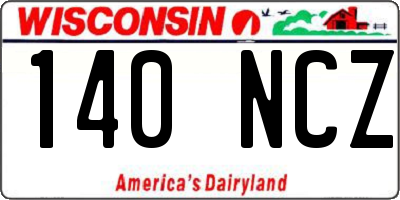 WI license plate 140NCZ