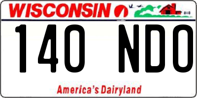 WI license plate 140NDO