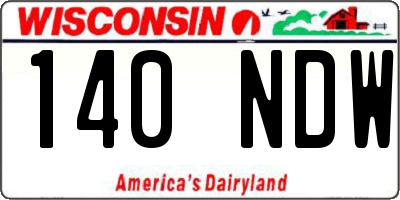 WI license plate 140NDW
