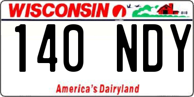WI license plate 140NDY