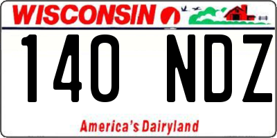 WI license plate 140NDZ