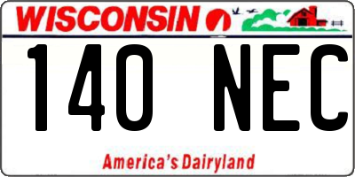WI license plate 140NEC