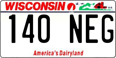 WI license plate 140NEG
