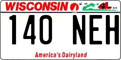 WI license plate 140NEH