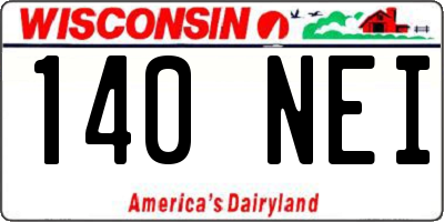 WI license plate 140NEI