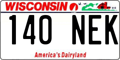 WI license plate 140NEK