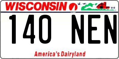WI license plate 140NEN