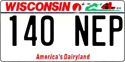 WI license plate 140NEP