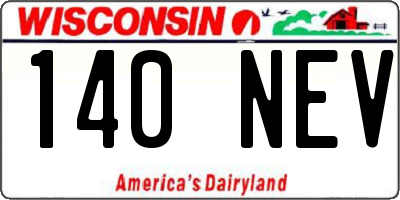 WI license plate 140NEV