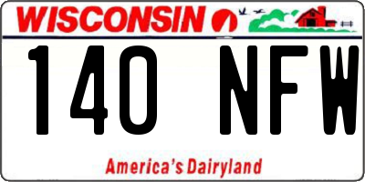 WI license plate 140NFW