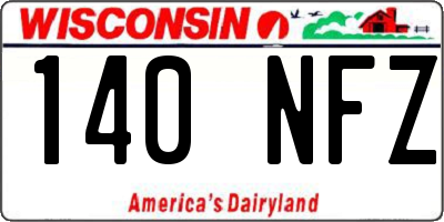 WI license plate 140NFZ