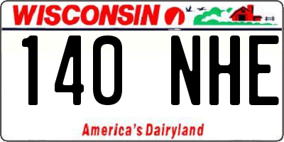 WI license plate 140NHE