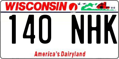 WI license plate 140NHK