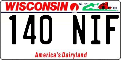 WI license plate 140NIF