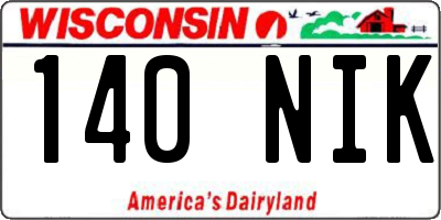 WI license plate 140NIK