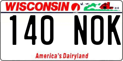 WI license plate 140NOK