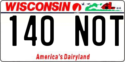 WI license plate 140NOT