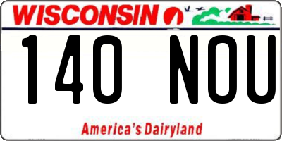 WI license plate 140NOU