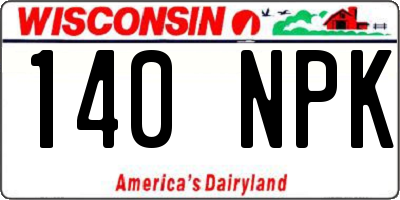 WI license plate 140NPK