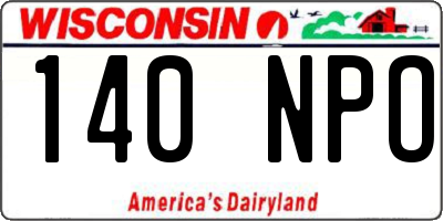 WI license plate 140NPO