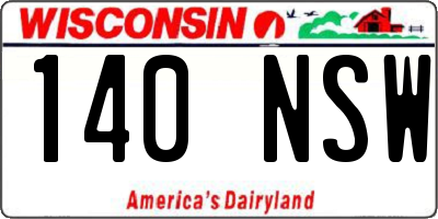 WI license plate 140NSW