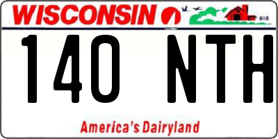WI license plate 140NTH