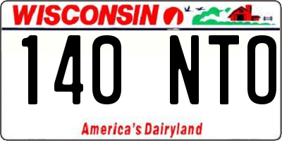 WI license plate 140NTO