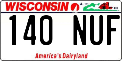 WI license plate 140NUF