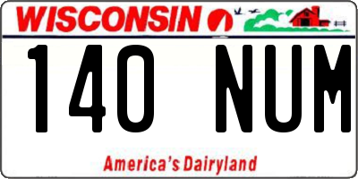 WI license plate 140NUM