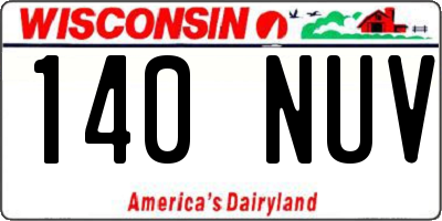 WI license plate 140NUV