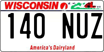 WI license plate 140NUZ